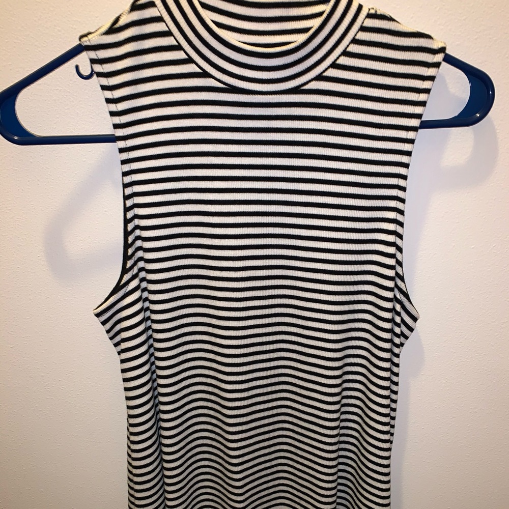 White and black striped top